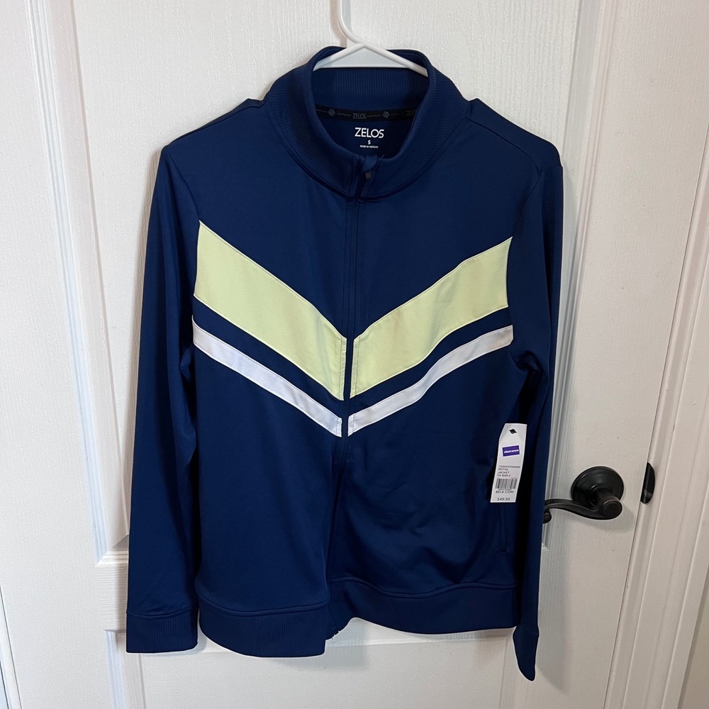 Zelos Womens Royal Blue Chevron‎ Colorblock Full Zip Track Jacket Small New